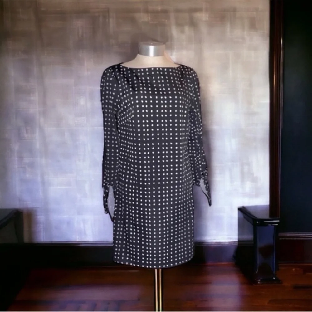 TAHARI ASL Dress Black & White Polka Dot Shift Chic Versatile Women’s Size 4 - Picture 14 of 16